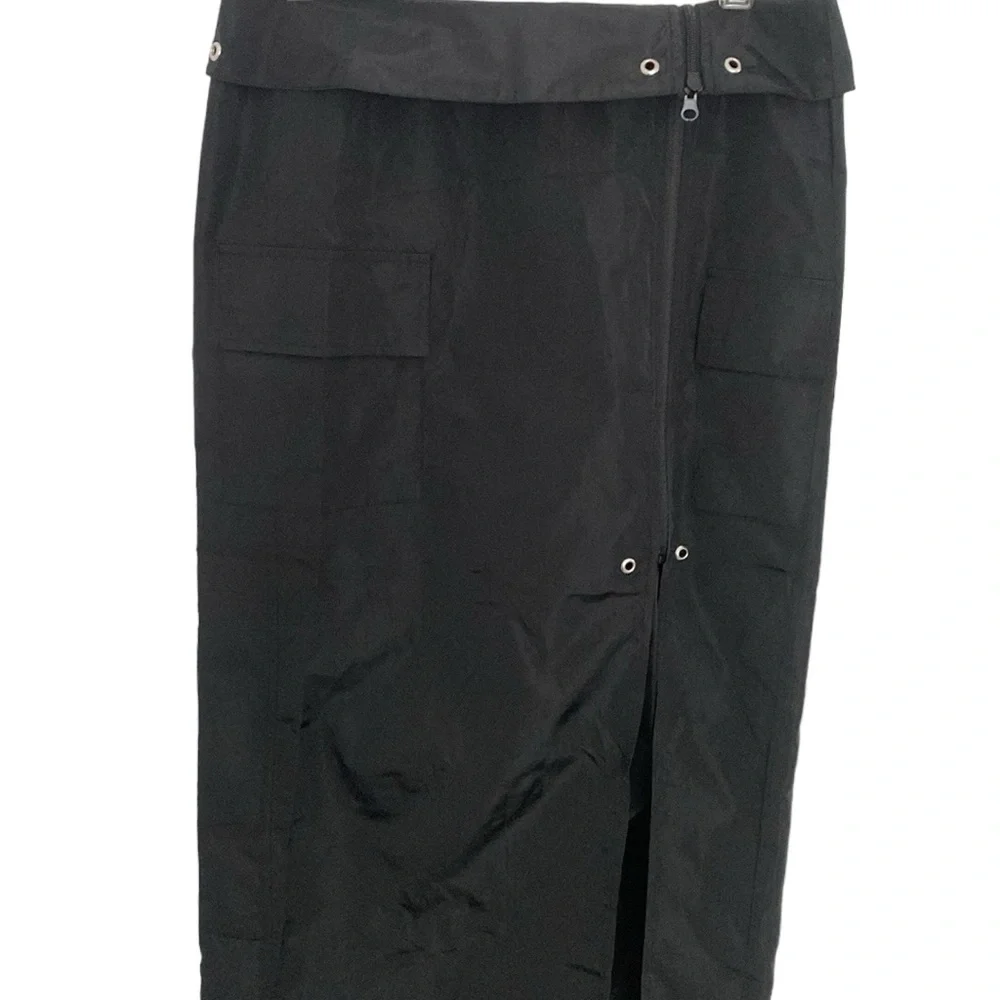 Forever 21 Cherry Mellow Black Nylon Cargo Maxi Skirt